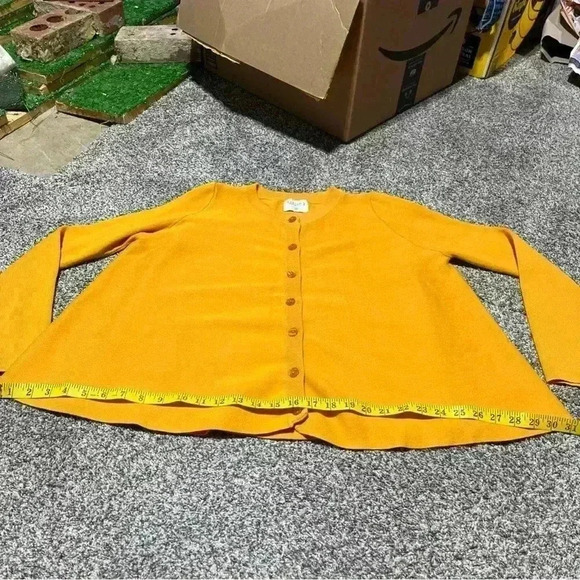 Compania Fantastica Women Yellow Cardigan Sweater Size Small - Picture 11 of 16